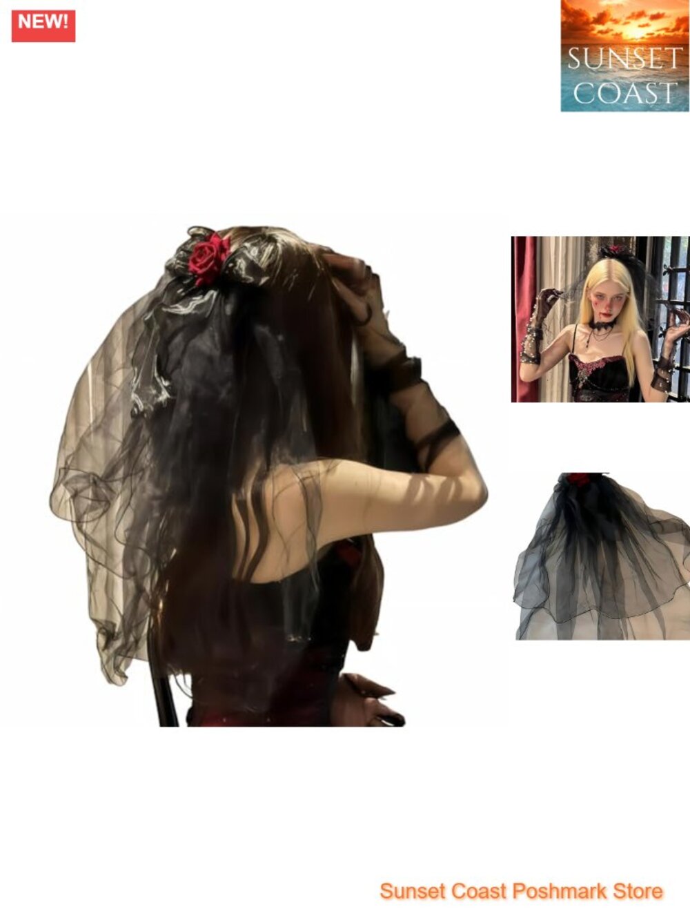 Black Lace Wedding Headscarf Bohemian Bridal Veil Gothic Headdress Vintage Hair